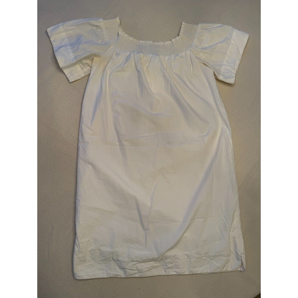 J. Crew White Poplin Smocked Off Shoulder Dress Size 00P
